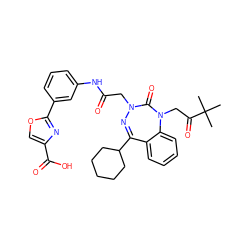 CC(C)(C)C(=O)CN1C(=O)N(CC(=O)Nc2cccc(-c3nc(C(=O)O)co3)c2)N=C(C2CCCCC2)c2ccccc21 ZINC000028655867