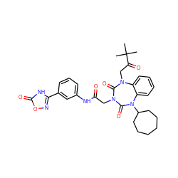 CC(C)(C)C(=O)CN1C(=O)N(CC(=O)Nc2cccc(-c3noc(=O)[nH]3)c2)C(=O)N(C2CCCCCC2)c2ccccc21 ZINC000029061784