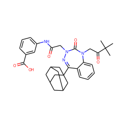 CC(C)(C)C(=O)CN1C(=O)N(CC(=O)Nc2cccc(C(=O)O)c2)N=C(C23CC4CC(CC(C4)C2)C3)c2ccccc21 ZINC000028655777