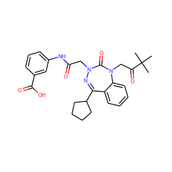 CC(C)(C)C(=O)CN1C(=O)N(CC(=O)Nc2cccc(C(=O)O)c2)N=C(C2CCCC2)c2ccccc21 ZINC000028655772