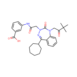 CC(C)(C)C(=O)CN1C(=O)N(CC(=O)Nc2cccc(C(=O)O)c2)N=C(C2CCCCCC2)c2ccccc21 ZINC000003816171