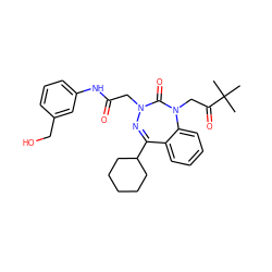 CC(C)(C)C(=O)CN1C(=O)N(CC(=O)Nc2cccc(CO)c2)N=C(C2CCCCC2)c2ccccc21 ZINC000013685086