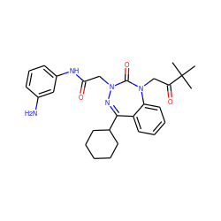 CC(C)(C)C(=O)CN1C(=O)N(CC(=O)Nc2cccc(N)c2)N=C(C2CCCCC2)c2ccccc21 ZINC000013685070