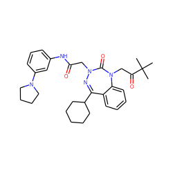 CC(C)(C)C(=O)CN1C(=O)N(CC(=O)Nc2cccc(N3CCCC3)c2)N=C(C2CCCCC2)c2ccccc21 ZINC000028572698