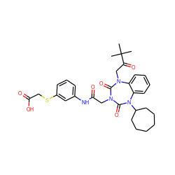 CC(C)(C)C(=O)CN1C(=O)N(CC(=O)Nc2cccc(SCC(=O)O)c2)C(=O)N(C2CCCCCC2)c2ccccc21 ZINC000029062263