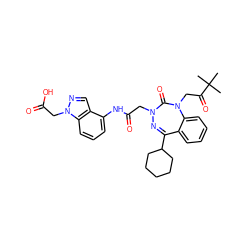 CC(C)(C)C(=O)CN1C(=O)N(CC(=O)Nc2cccc3c2cnn3CC(=O)O)N=C(C2CCCCC2)c2ccccc21 ZINC000028655899