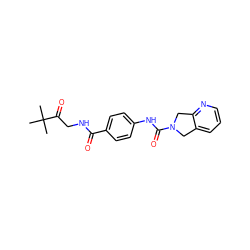 CC(C)(C)C(=O)CNC(=O)c1ccc(NC(=O)N2Cc3cccnc3C2)cc1 ZINC000166432376