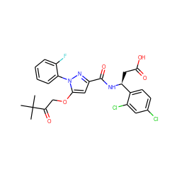 CC(C)(C)C(=O)COc1cc(C(=O)N[C@@H](CC(=O)O)c2ccc(Cl)cc2Cl)nn1-c1ccccc1F ZINC000095554597