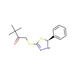 CC(C)(C)C(=O)CSC1=NN[C@H](c2ccccc2)S1 ZINC000043060476