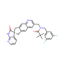 CC(C)(C)C(=O)N(Cc1cc(F)cc(F)c1)Cc1cnc2cc3c(cc2c1)C[C@@]1(C3)C(=O)Nc2ncccc21 ZINC000064528286