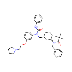 CC(C)(C)C(=O)N(Cc1ccccc1)[C@@H]1CCC[C@H](CN(C(=O)Nc2ccccc2)c2cccc(OCCN3CCCC3)c2)C1 ZINC000036160532