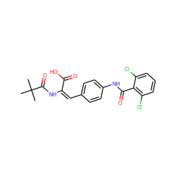 CC(C)(C)C(=O)N/C(=C/c1ccc(NC(=O)c2c(Cl)cccc2Cl)cc1)C(=O)O ZINC000001485948