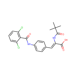 CC(C)(C)C(=O)N/C(=C\c1ccc(NC(=O)c2c(Cl)cccc2Cl)cc1)C(=O)O ZINC000033970789