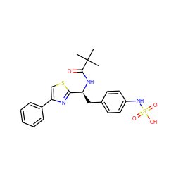 CC(C)(C)C(=O)N[C@@H](Cc1ccc(NS(=O)(=O)O)cc1)c1nc(-c2ccccc2)cs1 ZINC000114377714