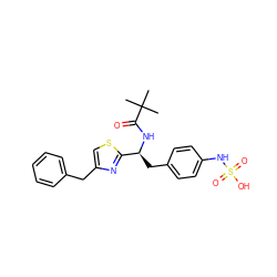 CC(C)(C)C(=O)N[C@@H](Cc1ccc(NS(=O)(=O)O)cc1)c1nc(Cc2ccccc2)cs1 ZINC000113898131