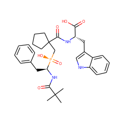 CC(C)(C)C(=O)N[C@@H](Cc1ccccc1)[P@](=O)(O)CC1(C(=O)N[C@@H](Cc2c[nH]c3ccccc23)C(=O)O)CCCC1 ZINC000029394475