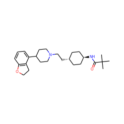 CC(C)(C)C(=O)N[C@H]1CC[C@H](CCN2CCC(c3cccc4c3CCO4)CC2)CC1 ZINC000261077903