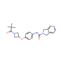 CC(C)(C)C(=O)N1CC(Oc2ccc(NC(=O)N3Cc4ccncc4C3)cc2)C1 ZINC000167203281