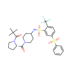 CC(C)(C)C(=O)N1CCC[C@H]1C(=O)N1CCC(NS(=O)(=O)c2cc(S(=O)(=O)c3ccccc3)ccc2C(F)(F)F)CC1 ZINC000044281287