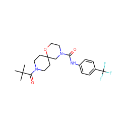 CC(C)(C)C(=O)N1CCC2(CC1)CN(C(=O)Nc1ccc(C(F)(F)F)cc1)CCO2 ZINC000103230971