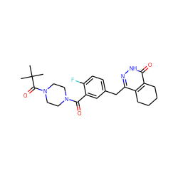 CC(C)(C)C(=O)N1CCN(C(=O)c2cc(Cc3n[nH]c(=O)c4c3CCCC4)ccc2F)CC1 ZINC000147274605