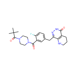 CC(C)(C)C(=O)N1CCN(C(=O)c2cc(Cc3n[nH]c(=O)c4c3NCCC4)ccc2F)CC1 ZINC000148200610