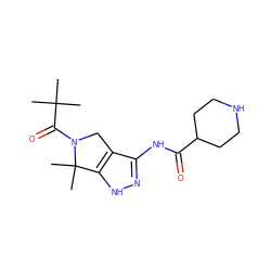 CC(C)(C)C(=O)N1Cc2c(NC(=O)C3CCNCC3)n[nH]c2C1(C)C ZINC000045338997