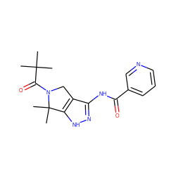 CC(C)(C)C(=O)N1Cc2c(NC(=O)c3cccnc3)n[nH]c2C1(C)C ZINC000045365534