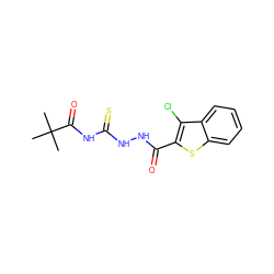 CC(C)(C)C(=O)NC(=S)NNC(=O)c1sc2ccccc2c1Cl ZINC000002883173