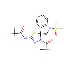 CC(C)(C)C(=O)NC1=NN(C(=O)C(C)(C)C)[C@](CNS(C)(=O)=O)(c2ccccc2)S1 ZINC000299826509