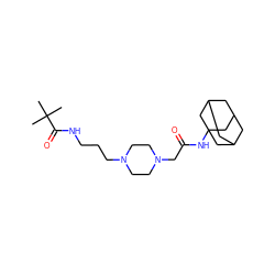 CC(C)(C)C(=O)NCCCN1CCN(CC(=O)NC23CC4CC(CC(C4)C2)C3)CC1 ZINC000095587922