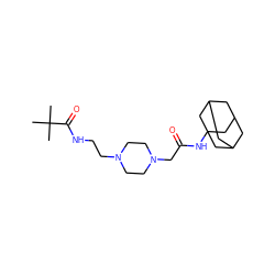 CC(C)(C)C(=O)NCCN1CCN(CC(=O)NC23CC4CC(CC(C4)C2)C3)CC1 ZINC000095592191