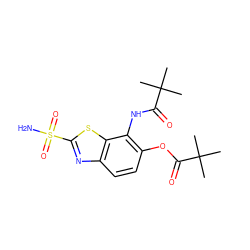 CC(C)(C)C(=O)Nc1c(OC(=O)C(C)(C)C)ccc2nc(S(N)(=O)=O)sc12 ZINC000026497849