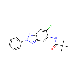 CC(C)(C)C(=O)Nc1cc2nn(-c3ccccc3)nc2cc1Cl ZINC000000570394