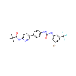 CC(C)(C)C(=O)Nc1ccc(-c2ccc(NC(=O)Nc3cc(Br)cc(C(F)(F)F)c3)cc2)cn1 ZINC000473135028