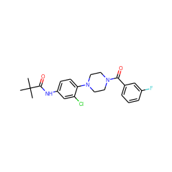 CC(C)(C)C(=O)Nc1ccc(N2CCN(C(=O)c3cccc(F)c3)CC2)c(Cl)c1 ZINC000064548697