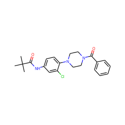 CC(C)(C)C(=O)Nc1ccc(N2CCN(C(=O)c3ccccc3)CC2)c(Cl)c1 ZINC000001117469