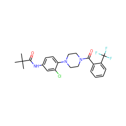 CC(C)(C)C(=O)Nc1ccc(N2CCN(C(=O)c3ccccc3C(F)(F)F)CC2)c(Cl)c1 ZINC000043065550