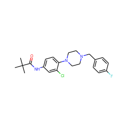 CC(C)(C)C(=O)Nc1ccc(N2CCN(Cc3ccc(F)cc3)CC2)c(Cl)c1 ZINC000064549810