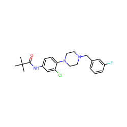 CC(C)(C)C(=O)Nc1ccc(N2CCN(Cc3cccc(F)c3)CC2)c(Cl)c1 ZINC000064559231