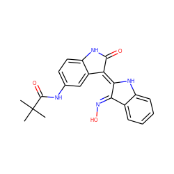 CC(C)(C)C(=O)Nc1ccc2c(c1)/C(=C1/Nc3ccccc3/C1=N\O)C(=O)N2 ZINC000035814901