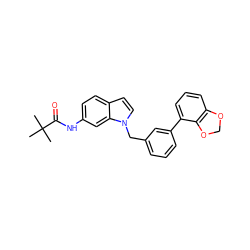 CC(C)(C)C(=O)Nc1ccc2ccn(Cc3cccc(-c4cccc5c4OCO5)c3)c2c1 ZINC000058592126