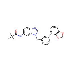 CC(C)(C)C(=O)Nc1ccc2ncn(Cc3cccc(-c4cccc5c4OCO5)c3)c2c1 ZINC000058592113