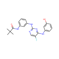 CC(C)(C)C(=O)Nc1cccc(Nc2ncc(F)c(Nc3cccc(O)c3)n2)c1 ZINC000035951026