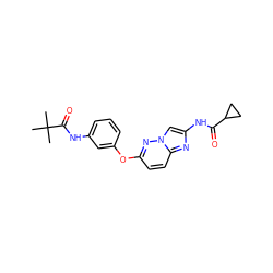 CC(C)(C)C(=O)Nc1cccc(Oc2ccc3nc(NC(=O)C4CC4)cn3n2)c1 ZINC000095605506