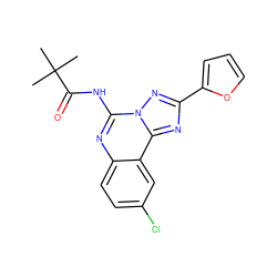 CC(C)(C)C(=O)Nc1nc2ccc(Cl)cc2c2nc(-c3ccco3)nn12 ZINC000013672406