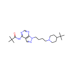 CC(C)(C)C(=O)Nc1ncnc2c1cnn2CCCCN1CCC(C(C)(C)C)CC1 ZINC000145093080