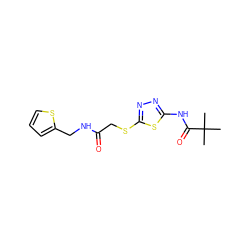 CC(C)(C)C(=O)Nc1nnc(SCC(=O)NCc2cccs2)s1 ZINC000004905709