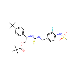 CC(C)(C)C(=O)OC[C@@H](NC(=S)NCc1ccc(NS(C)(=O)=O)c(F)c1)c1ccc(C(C)(C)C)cc1 ZINC000084668377