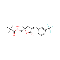 CC(C)(C)C(=O)OC[C@]1(CO)C/C(=C/c2cccc(C(F)(F)F)c2)C(=O)O1 ZINC000045495702